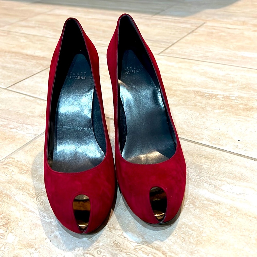 Like New Stuart Weitzman Red Suede Heels! - image 1